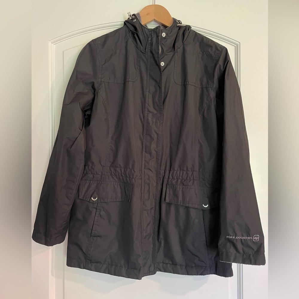 Free Country Soft Lined Black Rain Jacket Women’s